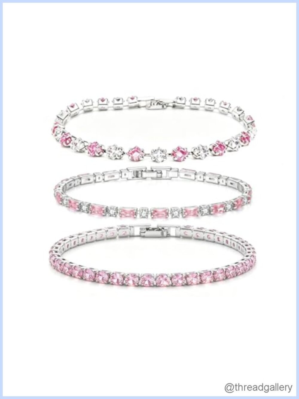 Stackable 14K Gold Plated Tennis Bracelet 3Pcs Colorful CZ